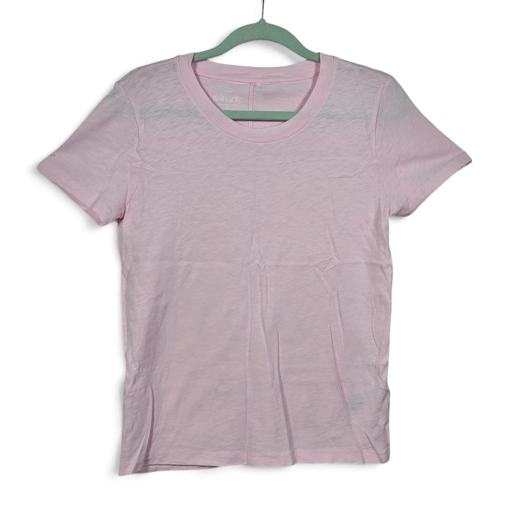 J.Crew Tee Women XS Girlfriend Pink Slub Cotton Short Sleeve Back Seam Basic Top
